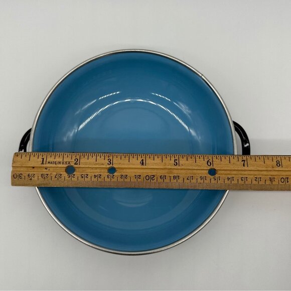 Vintage Blue Enamelware Saute Pan Skillet Yugoslavia Emo Celtic Small 6.25” - Picture 7 of 8